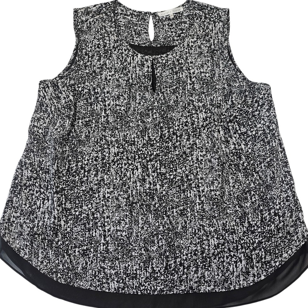 Violetโ + Claire Womens 2X Black White Abstract Print Sleeveless Chiffon Blouse